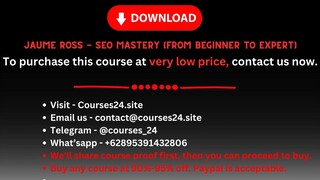 Jaume Ross - SEO Mastery (From Beginner to Expert)