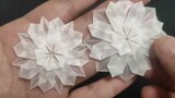 [Origami] Ini sedikit membakar otak, tapi sangat indah! Kepingan salju seperti bunga.