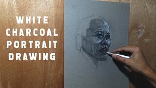 Portrait Drawing time-lapsed - Graphite & White Charcoal pencil | JK Art