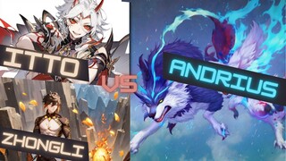 Itto & Zhongli vs Andrius Lupus Boreas Dominator of Wolves