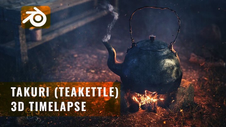 Takuri (Teakettle) 3D Artwork in Blender - 3D Modeling and Scene Building Timelapse