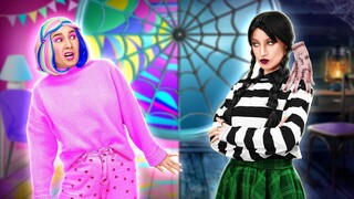 MAKEOVER EKSTREM KAMAR ENID VS WEDNESDAY || Tantangan Hitam VS Pink! Kiat Wajib Punya oleh 123 GO!