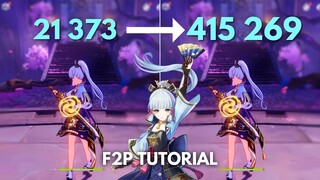 F2P:- AYAKA 420k Nuke Tutorial [ Genshin Impact ] Skill Nuke showcase