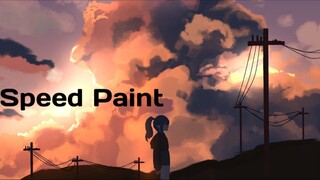 speed paint lagi tapi dengan pemandangan cewek lagi sad dan sunset