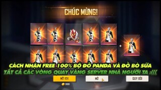 FREE FIRE | CÁCH NHẬN FREE 100% BỘ GẤU PANDA VÀ ĐỒ BÒ SỮA - VÒNG QUAY VÀNG SERVER NHÀ NGƯỜI TA!