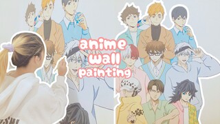 painting my anime wall in a week 🌱: jjk, aot, haikyuu, one piece, bnha, & kny (anime lofi playlist)