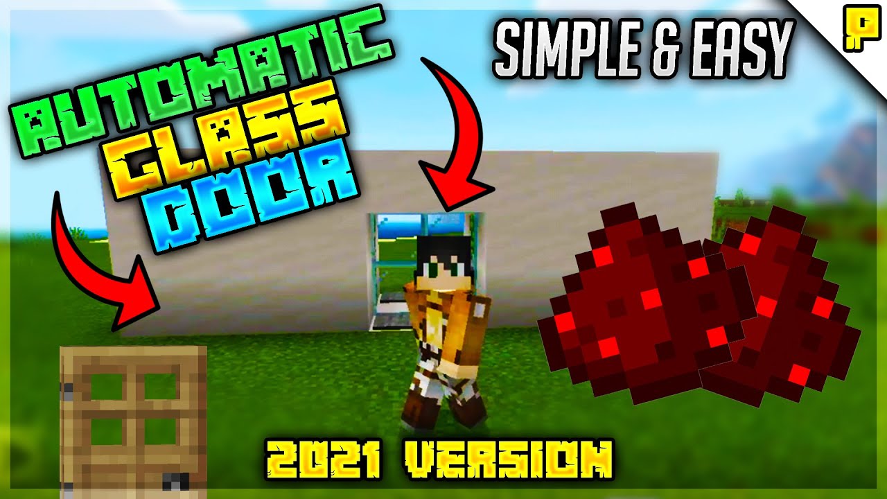 Minecraft How To Make Automatic Redstone Door 21 Mcpe Bilibili