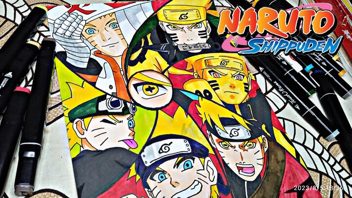 Speed drawing -  menggambar Uzumaki Naruto dari serial anime Naruto shipuden