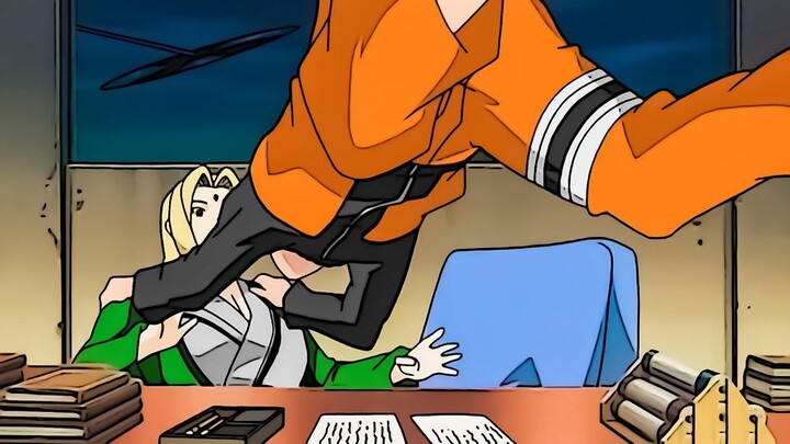 Naruto melompat ke Tsunade untuk melindunginya / Sora menyerang Tsunade