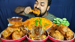 SPICY MUTTON CURRY, MUTTON HEART CURRY, MUTTON LEG PIECE, SCHEZWAN FRIED RICE MUKBANG ASMR EATING ||