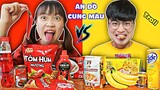 Thử Thách Ăn Uống Theo Màu Đồ Ăn Màu Đỏ Vs Đồ Ăn Màu Vàng - Challenge Eating Only ONE Color of Food