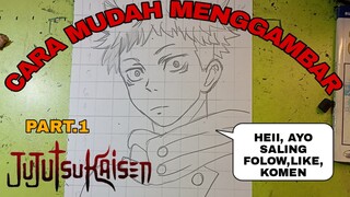 cara mudah menggambar anime jujutsu kaisen part.1