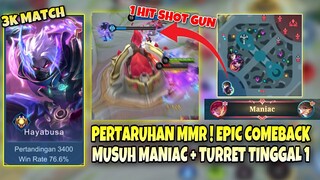 SOLO RANK GLORY PERTARUHAN MMR ! EPIC COMEBACK TURRET 1 HIT + MUSUH MANIAC ! Stenly Hayabusa