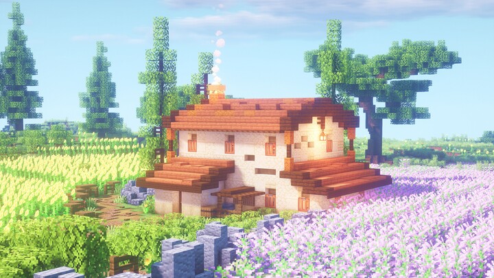 Minecraft】 Ajari Anda membangun pondok indah dengan bunga matahari, bunga lavender, dan kebun anggur
