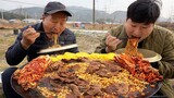 아삭한 김장김치에 한우 넣은 솥뚜껑 짜파구리 먹방! (Ram-don with Korean beef & New Kimchi) 요리&먹방!! - Mukbang eating show