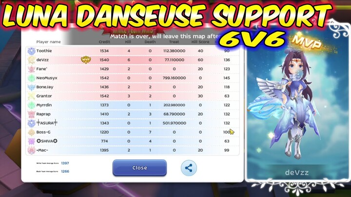 Luna Danseuse Support 6v6 PvP 1st Week S6 | Ragnarok Mobile Eternal Love