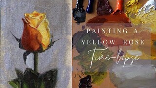 Painting a Yellow Rose with Oil Paint  💐 Time-lapse of Painting Demo 🎨