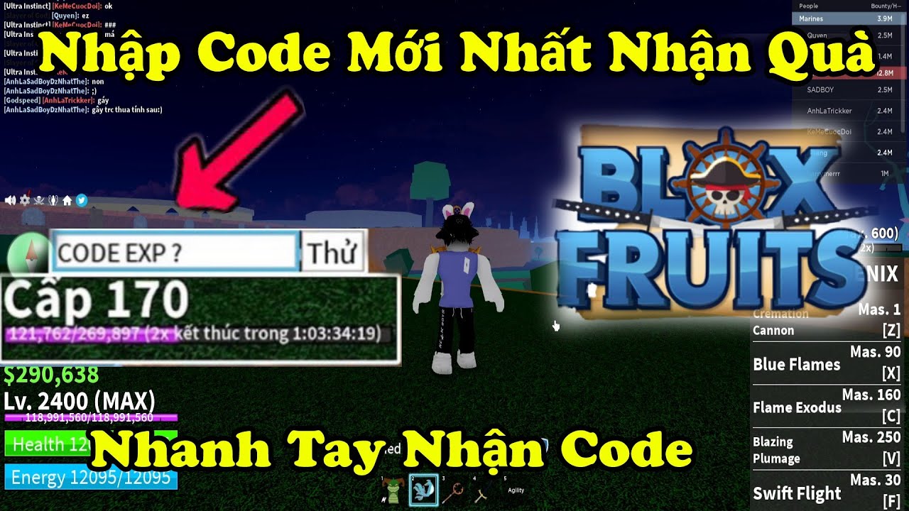 Roblox  Nhập 2 CODE Blox Fruit Mới Nhất 2x Exp Thời Điểm Hiện Tại Vẫn Còn  Nhập Được. - BiliBili