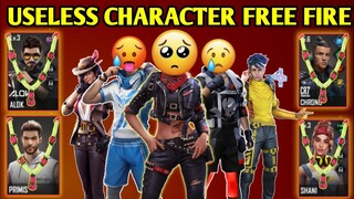 USELESS CHARACTER IN FREE FIRE | FREE FIRE USELESS CHARACTER ABILITY | CLASH SQUAD USELESS CHARACTER