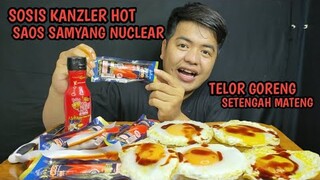 SOSIS KANZLER SINGLES HOT DAN TELOR GORENG SETENGAH MATENG TOPING SAOS SAMYANG  NUCLEAR