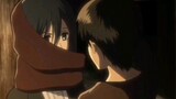 Mikasa's voice is getting louder and louder while Eren's voice is getting quieter and quieter...
