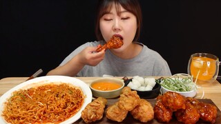 Mukbang ASMR | Mì gà cay ,gà chiên sốt cay Hàn quốc #food #micay