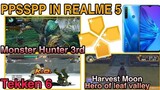 Realme 5 in PPSSPP emulator (TEKKEN 6, MONSTER HUNTER, and HARVEST MOON HOLV) Gameplay