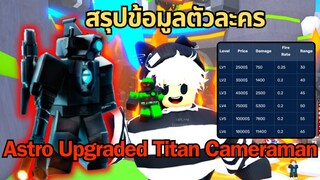 Roblox Toilet Tower Defense | รีวิว Astro Upgrade Titan Cameraman