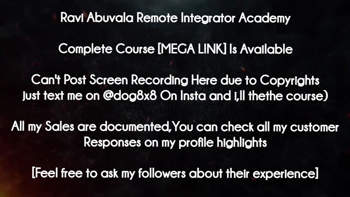 Ravi Abuvala Remote Integrator Academy course download