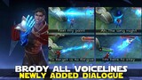 NEW MM BRODY ALL DIALOGUE/VOICELINES TOO MANY DEATH DIALOGUES! MOBILE LEGENDS BRODY NEW HERO MLBB!