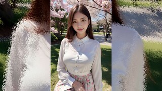 AI图像 与美女的赏樱约会