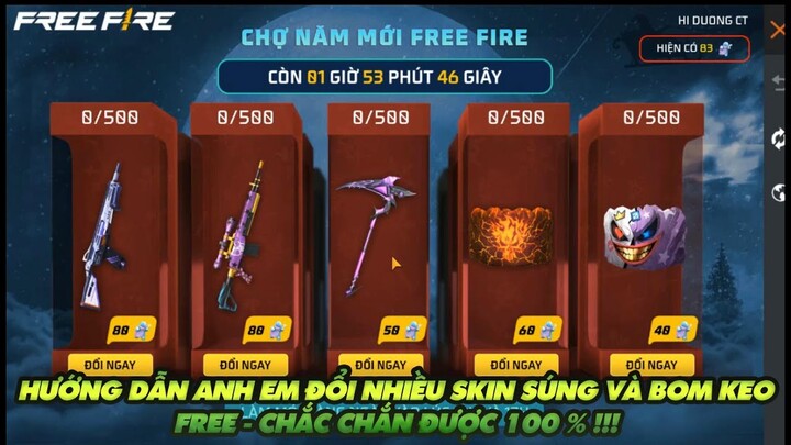 Garena Free Fire | Hướng dẫn anh em cách đổi được nhiều skin súng Free của gà rán !!!