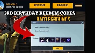 3rd Birthday Reedem Codes | Free Dance Emotes, Outfit, Gun & Parachute | PUBG Mobile KR & Global