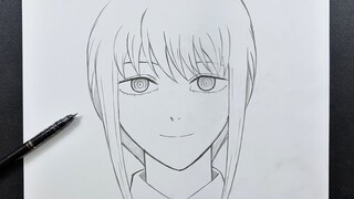 Anime sketch | How to draw Makima from chainsaw man step-by-step