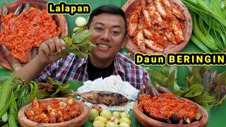 MUKBANG MAKAN JENGKOL MUDA MENTAH + PUCUK POHON  BERINGIN + IKAN ASIN PEDA + CUMI BALADO + SAMBAL