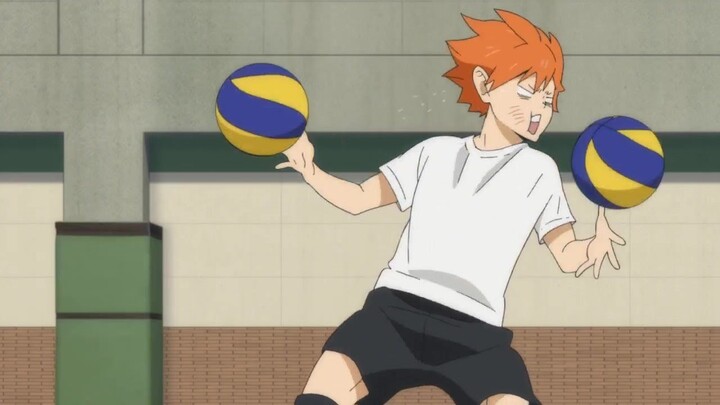 Hinata works on picking up balls at the Shiratorizawa ,  Kageyama was surprised by the Little Giant
