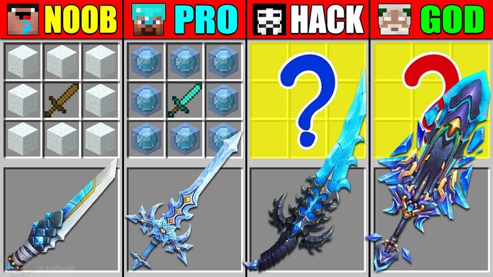 Minecraft NOOB vs PRO vs HACKER vs GOD SNOW FROZEN SWORD CRAFTING CHALLENGE in Minecraft Animation
