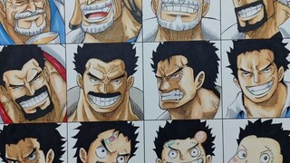 Garp nhìn như từ 1 đến 78 tuổi, đúng là ông nội của Luffy.