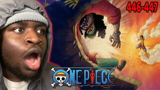 LUFFY VS BLACK BEARD!!! | One Piece Episodes 446-447 REACTION!!!