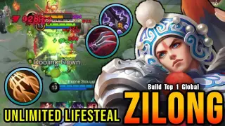 18 Kills!! Zilong Unlimited Lifesteal Build - Build Top 1 Global Zilong ~ MLBB