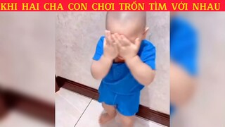 2 bố con nhà này chơi trốn tìm cũng tấu hài nữa 😂😂 #haihuocvuinhon