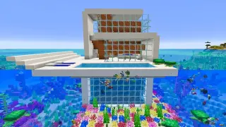 MODERN WATER HOUSE BUILD CHALLENGE in Minecraft