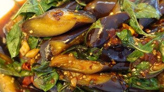 Eggplant Stir fry Thai + Chinese super Chilies ผัดมะเขือยาว