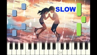 SLOW piano tutorial "WEATHERING WITH YOU" anime theme (fireworks festival), with free sheet music