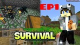 Minecraft Pe Sinh Tồn 1 | Ngôi Làng Đầu Tiên / Spawner Zombies Cạnh Nhà / Sống Qua Đêm Đầu Tiên !!!