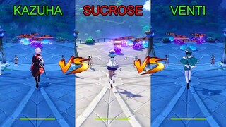 Kazuha vs Venti vs Sucrose! Who is the best? DENDRO REACTIONS COMPARISON!