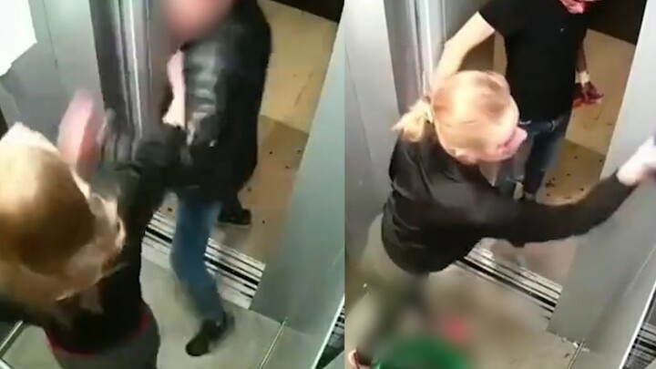 Thật buồn cười! Cặp đôi người Nga đánh nhau trong thang máy, máu bắn tung tóe, sau khi đánh nhau, họ