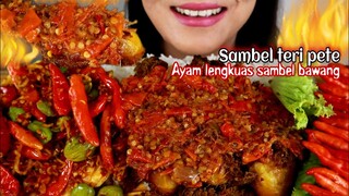 ASMR AYAM LENGKUAS + SAMBEL BAWANG + SAMBEL TERI PETE | ASMR MUKBANG INDONESIA