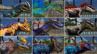 ALL HYBRID CARNIVORE DINOSAURS. All Max Level 40, All Evolutions | Jurassic World The Game