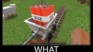 Minecraft รออะไร meme part 106 minecraft สมจริง Minecart พร้อม TNT